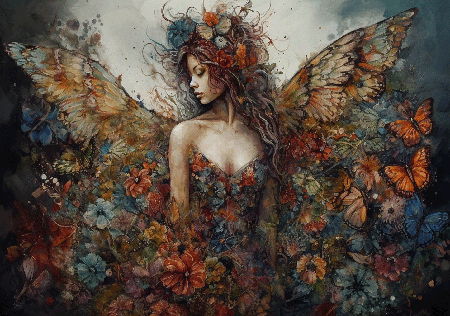 Reba Rose Creations, Rice Paper, Decoupage, Mixed Media, Night Fairy, Floral, Flowers, Butterfly, Shabby Chic, 0348, A4, 8.27 X 11.6