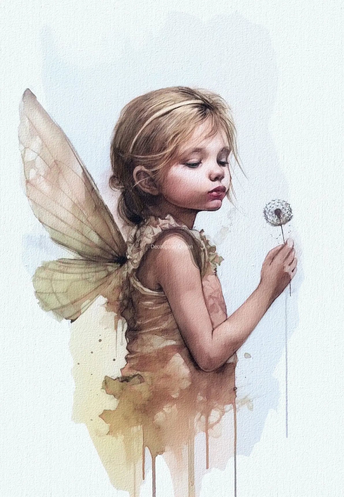 Decoupage Queen, Rice Paper, 2024 Summer Release, Andy Skinner Art, Design, Mystical, Fayetta, Fairy Girl Child, A4 8.3" X 11.7" DQRP-0588 Decoupage Queen