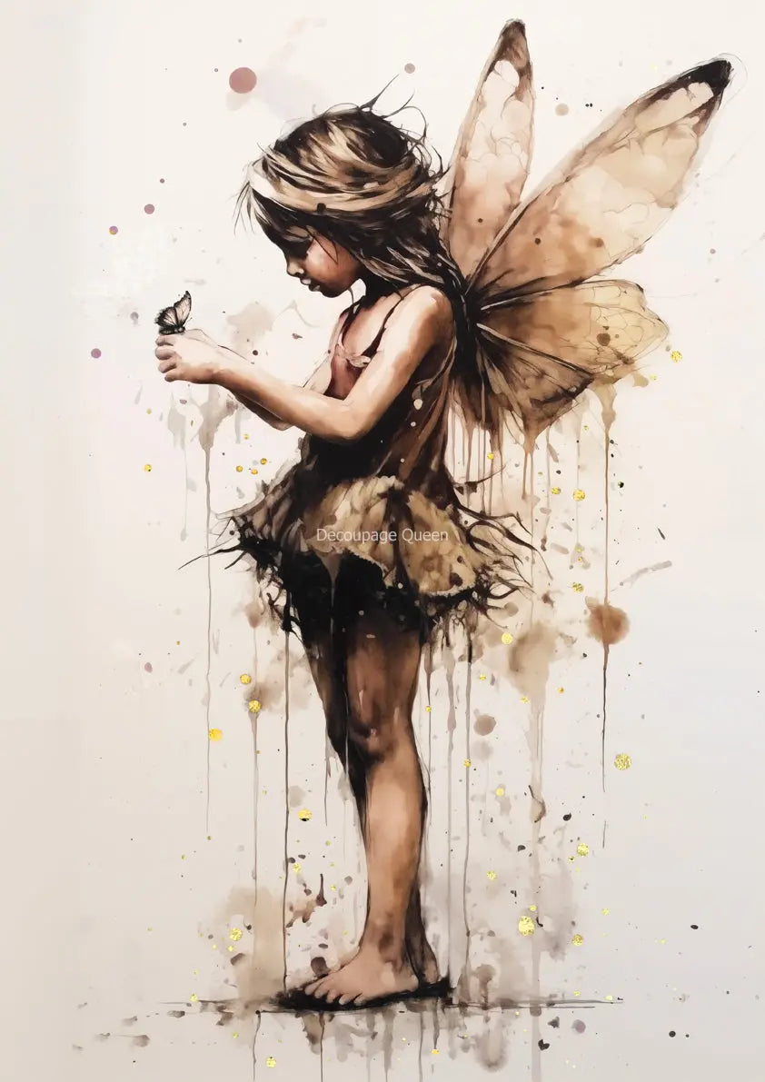 Decoupage Queen, Rice Paper, 2024 Summer Release, Andy Decoupage Queen, Rice Paper, 2024 Summer Release, Andy Skinner Art, Design, Mystical, Maia, Fairy Girl Child, A4 8.3" X 11.7" Decoupage Queen