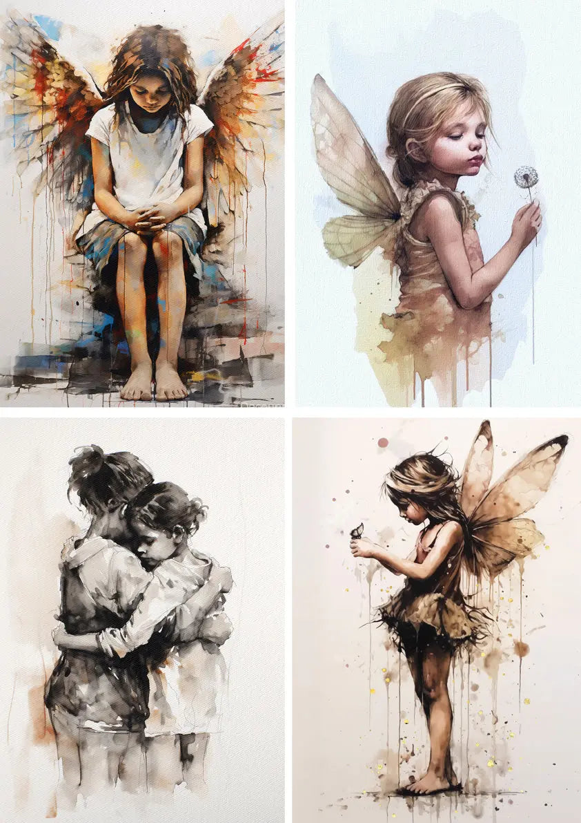 Decoupage Queen, Rice Paper, 2024 Summer Release, Andy Skinner Art, Design, Mystical, Angels, Fairy Girl Children, A4 8.3" X 11.7" DQRP-0592 Decoupage Queen