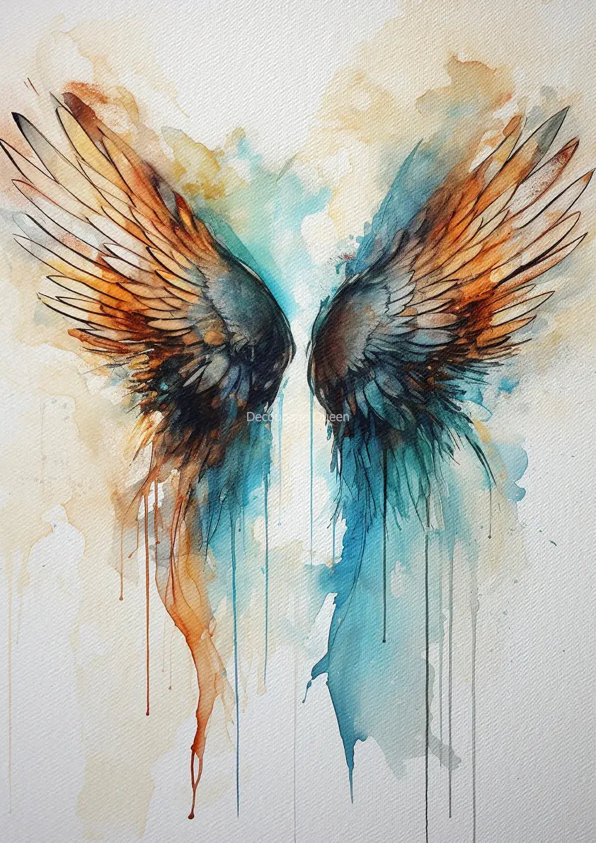 Decoupage Queen, Rice Paper, 2024 Summer Release, Andy Skinner Art, Design, Watercolor, Angel, Wings, A4 8.3" X 11.7" DQRP-0598 Decoupage Queen