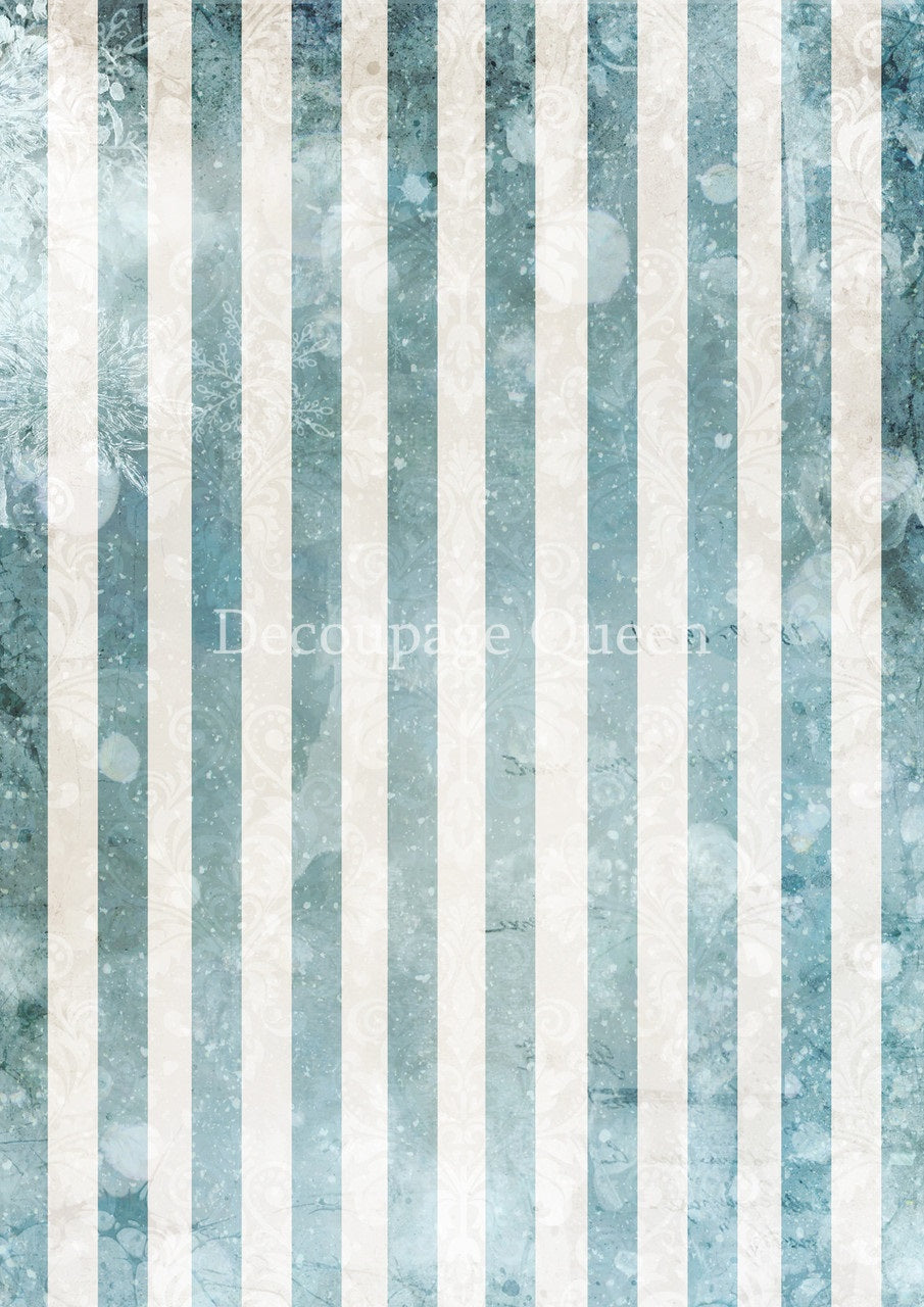 Decoupage Queen, Rice Paper, 2024 Winter Release, Fairy Tale, Stripes, Blue and White, Background, Wallpaper, Vintage Style, Christmas