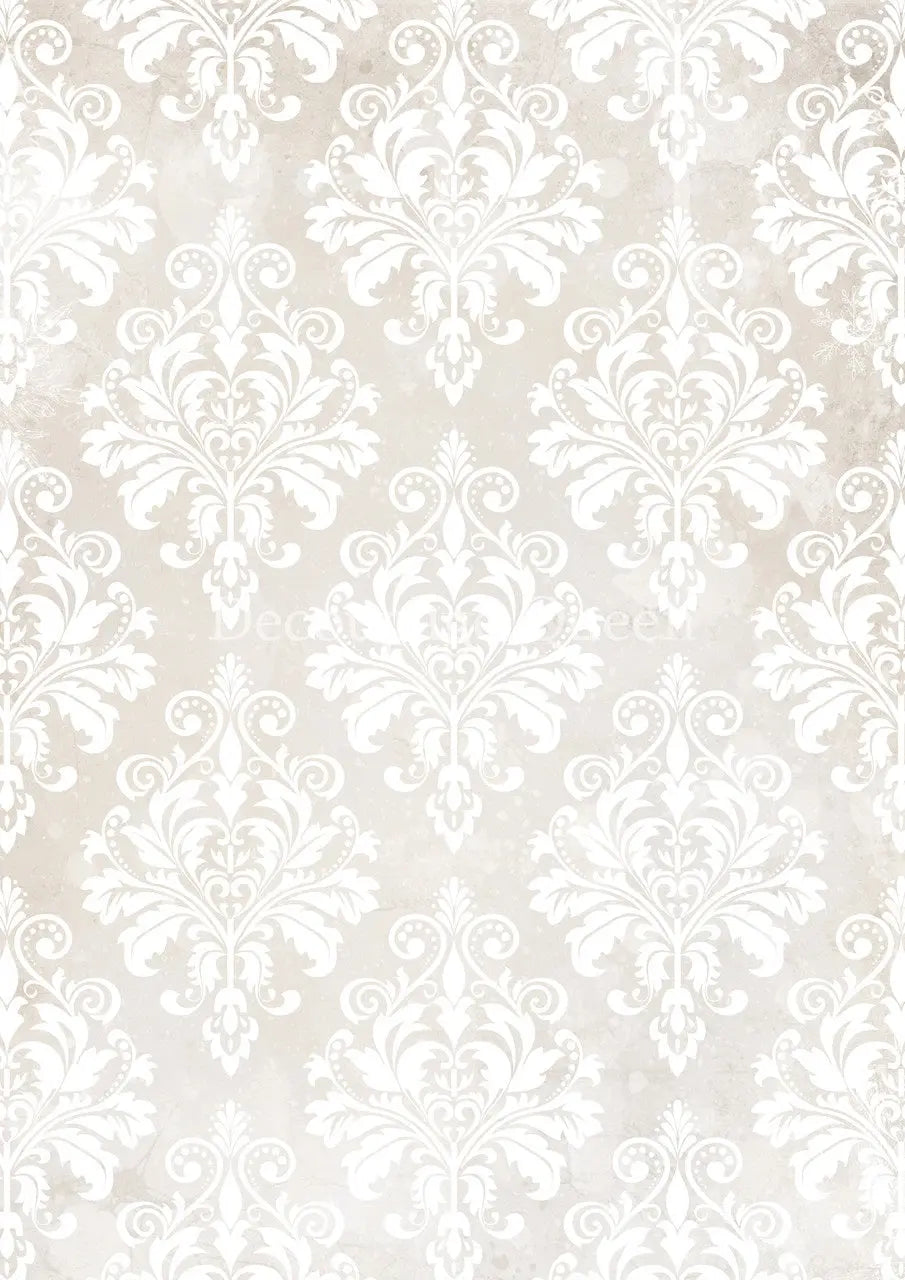 Decoupage Queen, Rice Paper, 2024 Winter Release, Shabby, Vintage Style, Cream, Damask, Background, Wallpaper, Vintage Style Decoupage Queen