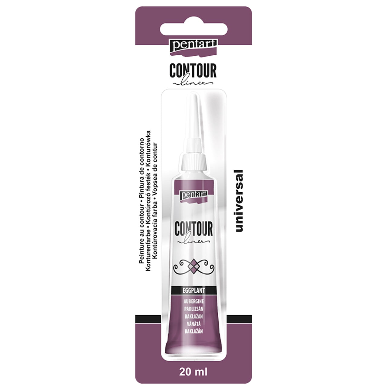 Pentart, Contour liner, 20 ml Raspberry, Punch Pink, Eggplant, Lead, Paint Pen, Water Based, 3d, Dimensional