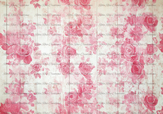 Reba Rose Creations, Rice Paper, Decoupage, Mixed Media, Pink, Roses, Background, Wallpaper, Shabby Chic, 1491, A4 8.27 X 11.6