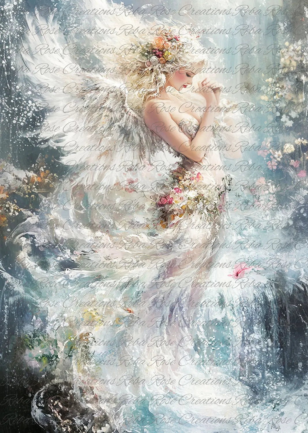 Reba Rose Creations, Rice Paper, Decoupage, Mixed Media, Victorian Angel Reba Rose
