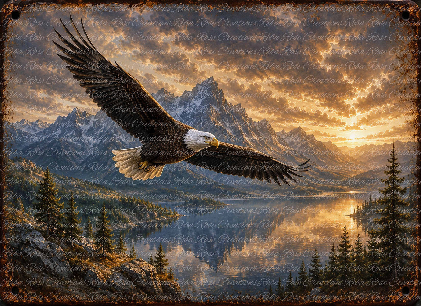 Reba Rose Creations Rice Paper for Decoupage, American Bald Eagle, Patriotic Style, Mixed Media, A4 8.27 X 11.6