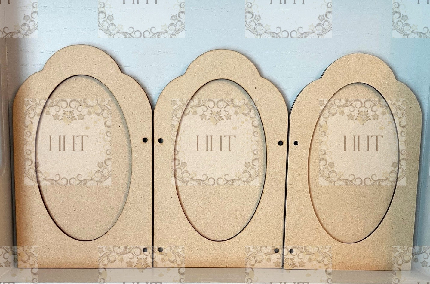 Laser Cut, MDF, 3 Framed Panels, Attachable, Vintage Style, Blank, Base, Panel, Plaque, Frame, Decoupage Mixed Media, Triptych