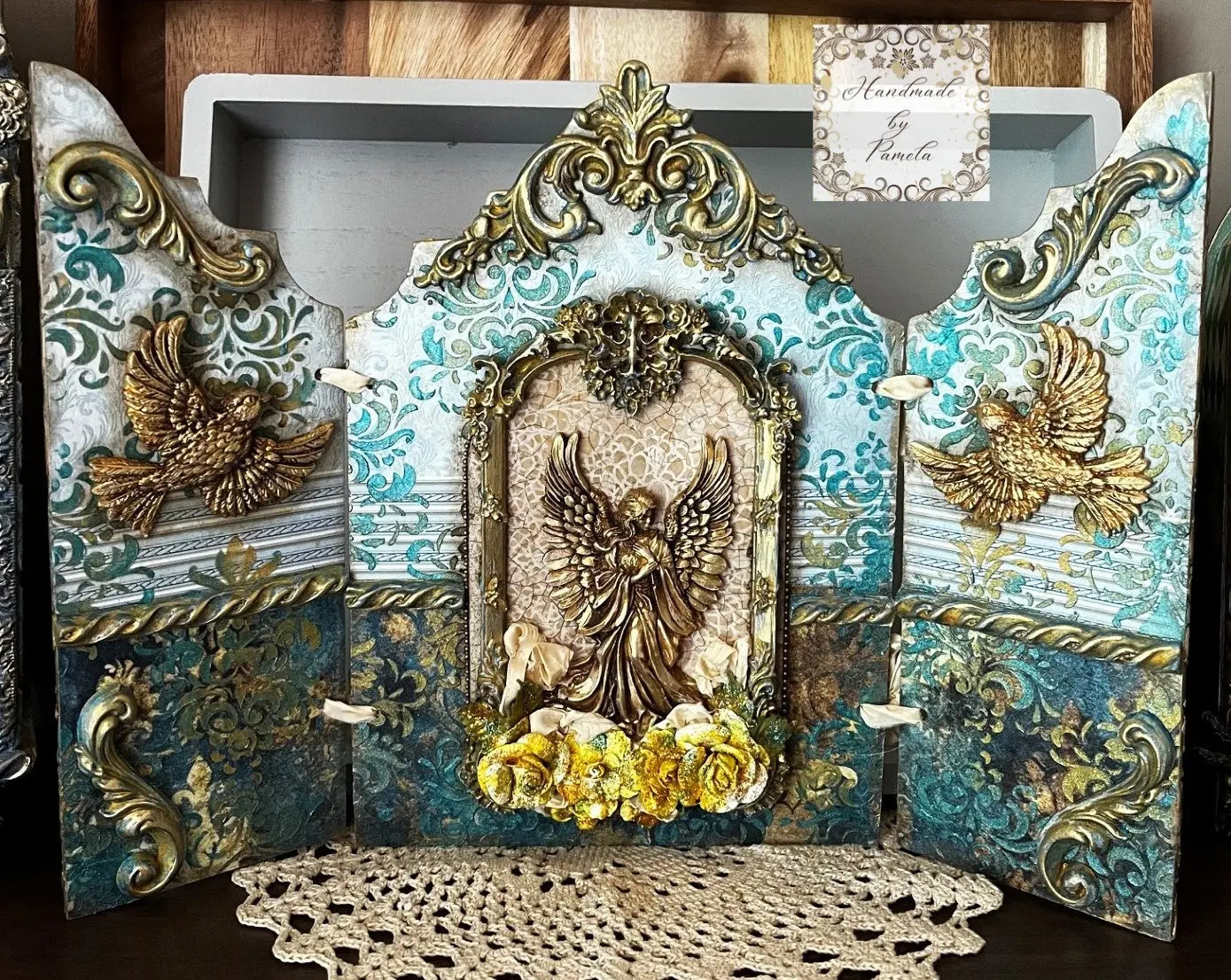 Laser Cut, MDF, Vintage Style, 3 piece, Triptych, Table Top, Screen, Base, Blank, Plaque, Panel, Decoupage, Mixed Media, Crafts, 2 sizes Handcrafted Holiday Traditions