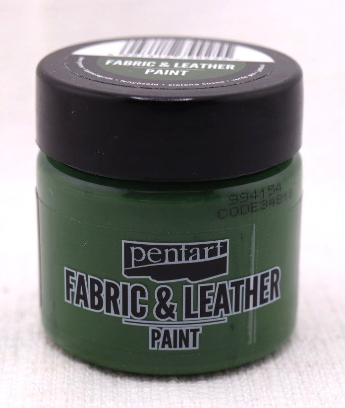 Pentart, Fabric, Textile, Leather, Paint, 50 ml Water Based, Washable, White, Pine Green, Black, Turquoise Blue, Turquoise Green, Purple
