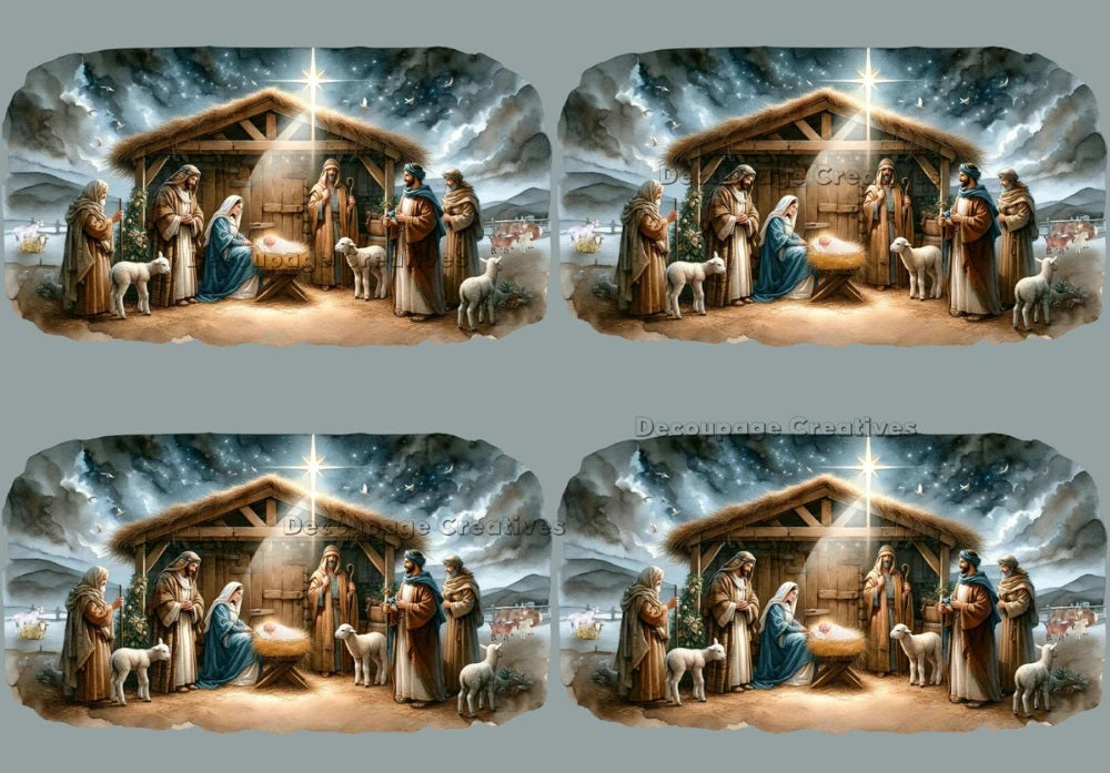 Decoupage Creatives, Rice Paper, Mixed Media, Winter, Scene, Holy Night, Nativity, Cards, Christmas, A4 8.27 X 11.69, DPD615