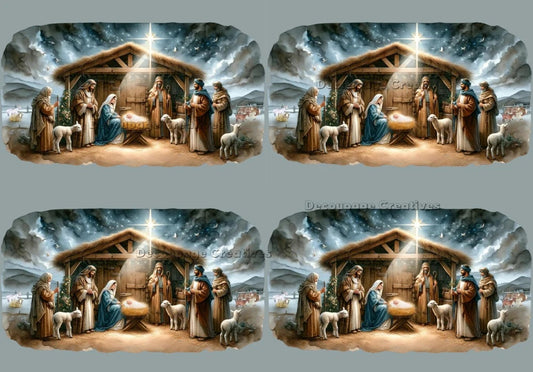 Decoupage Creatives, Rice Paper, Mixed Media, Winter, Scene, Holy Night, Nativity, Cards, Christmas, A4 8.27 X 11.69, DPD615