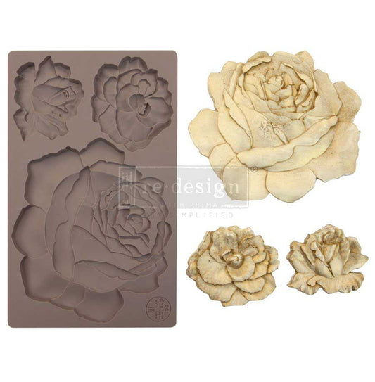 Re-Design with Prima,  Food Safe, Etruscan Rose, Roses, Mould, 5″x8″, Decorations, Silicone Mold, Craft Supplies