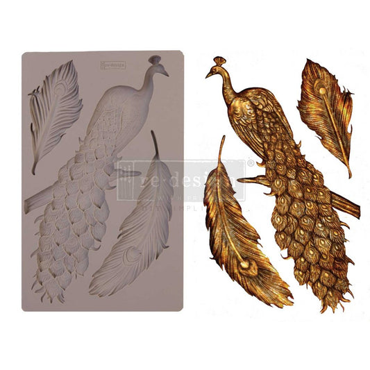 Re-Design with Prima, Regal, Peacock, Feather, Decorations, Food Safe, Silicone Mold 8.00 × 5.00 × 0.31 in