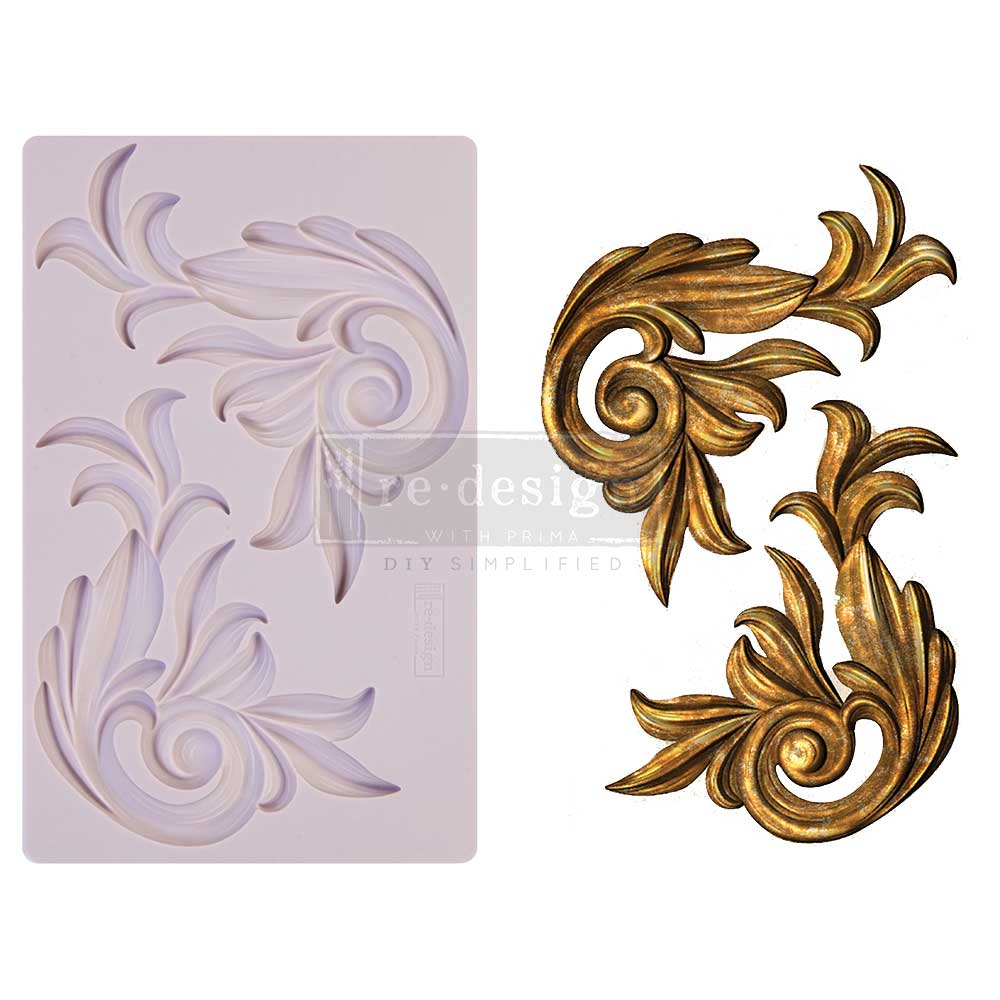 Redesign with Prima, Antique Scrolls, Mould, Decorations, Food Safe, Silicone Mold, 5" x9" x 1/4"