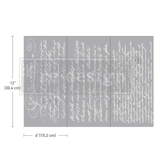 Re-Design with Prima, Small Rub-on Transfers, Secret Letter, Script, Writing, 3 sheets, 6″x12″