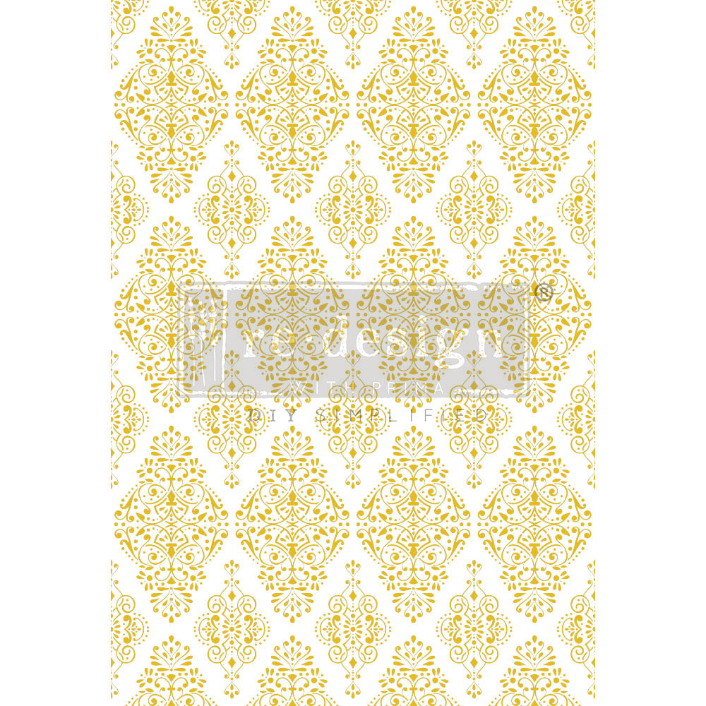 Re-Design with Prima, Decor Rub on Tube Transfer, Kacha Gold Damask, 24″X35″, Shabby Chic, Elegant, French Inspired