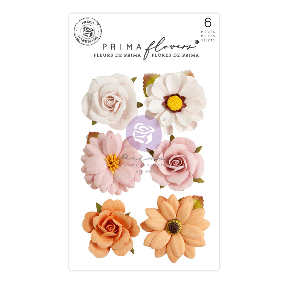 Prima Marketing, Paper Flowers, Luna Collection Flowers, Pumpkin Spice, Orange, Pink, White, Scrapbooking, Mixed Media, Crafts, 6 pieces