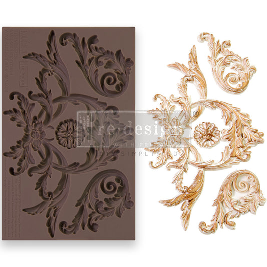 Re-Design with Prima, MAJESTIC FLOURISH, Scrolls, Decorations, Food Safe, Silicone Mold 8.00 × 5.00 × 0.31 in