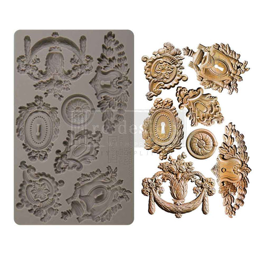 Re-Design with Prima, Decor Mould, Opulent, Vintage Style, Keyholes, Ornate Locks, Embellishments, Food Safe, Silicone Mold, 1 pc, 5″x8″