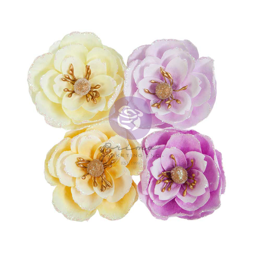 Prima Marketing, Paper Flowers, In Full Bloom Collection, Sun Kissed Calm, 4 piece, Scrapbooking, Mixed Media, Crafts, 670214