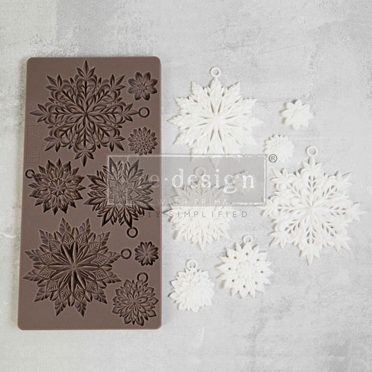 Re-Design with Prima, Vintage Style,  PAPERCRAFT CHARMS, Snowflakes, Christmas Decorations, Silicone Mold, Food Safe, 10.75 × 5.00 × 0.31 in