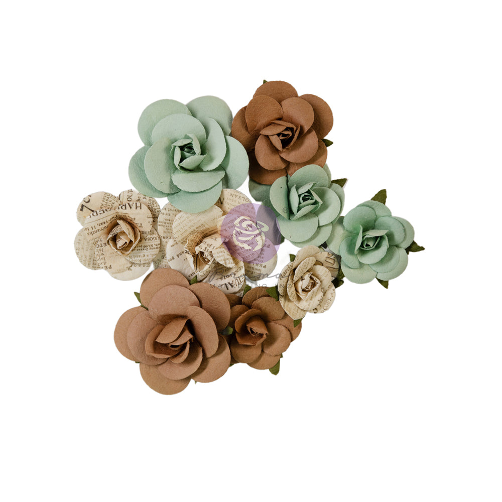 Prima Marketing, Paper Flowers, Nature Academia Collection, Roses, Newsprint, Forest Shades, Scrapbooking, Mixed Media, Crafts, 671327