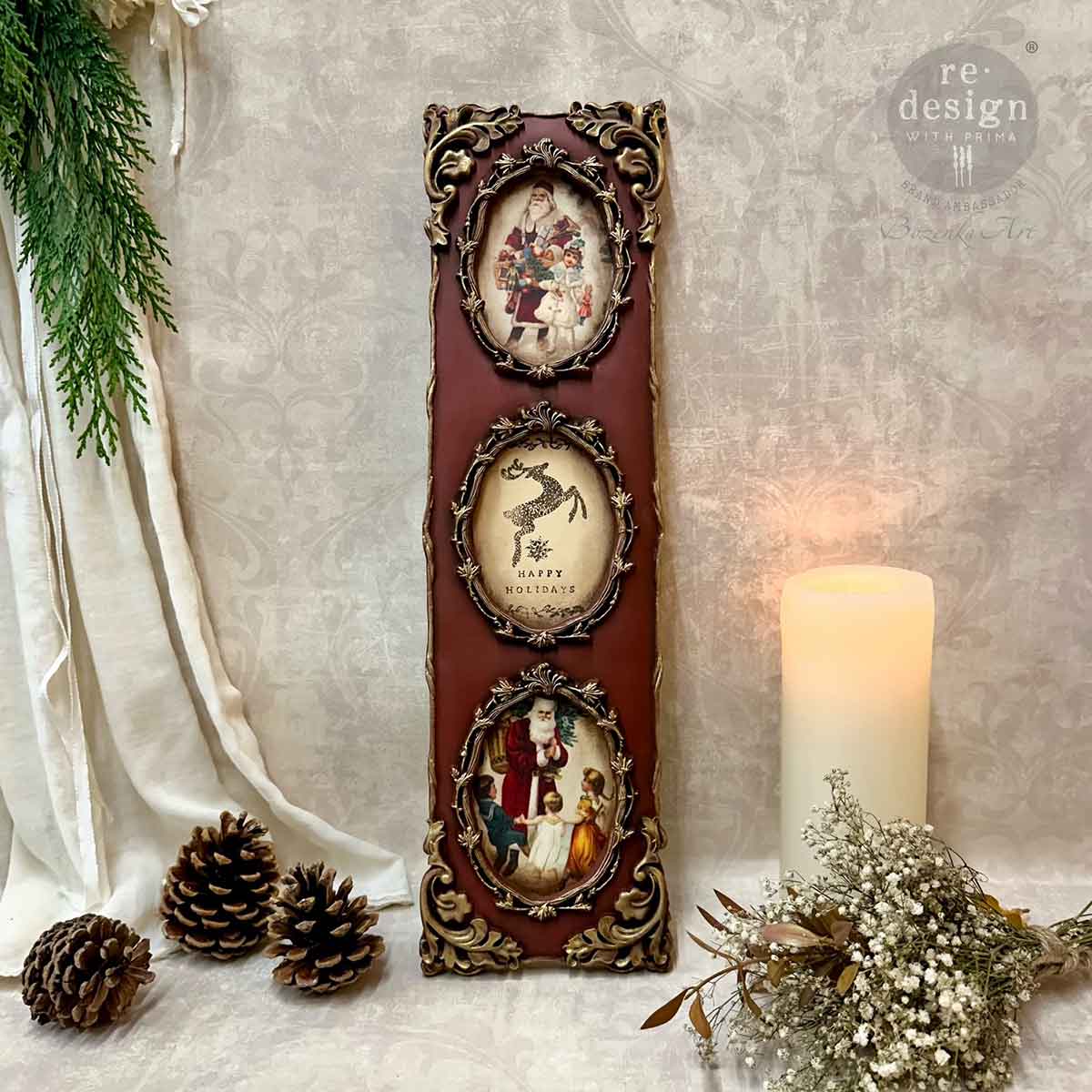 Re-Design with Prima, A3 Decoupage Fiber Pack, Christmas, Holidays, Santaland Sparkle , 3 sheets, 11.7″x16.5″ each, 2024 Q3 Release