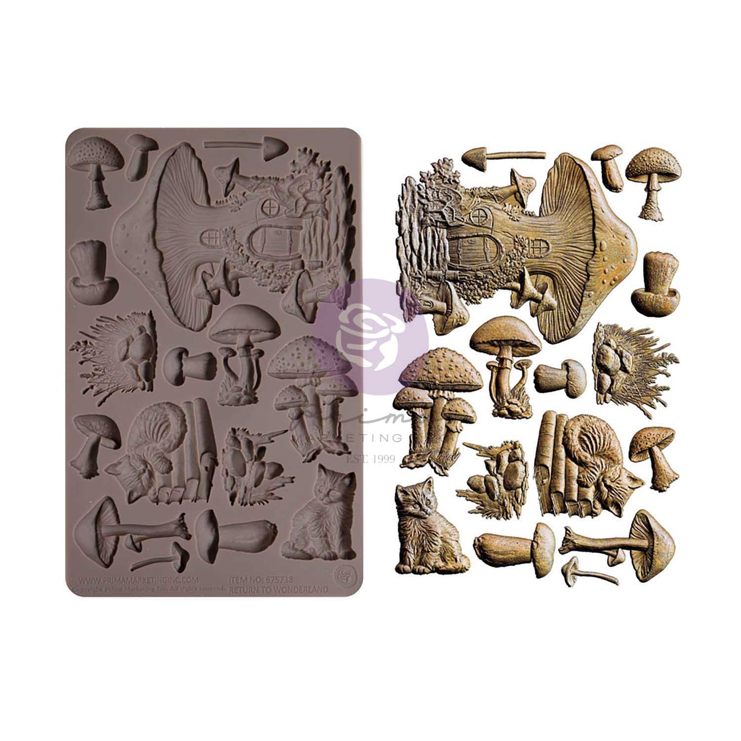 Re-Design with Prima, Return To Wonderland Collection Mould, Fairly land, Fungi, Mushrooms, 1 pc, 5″ x 8″, Food Safe, Decorations, Silicone Mold