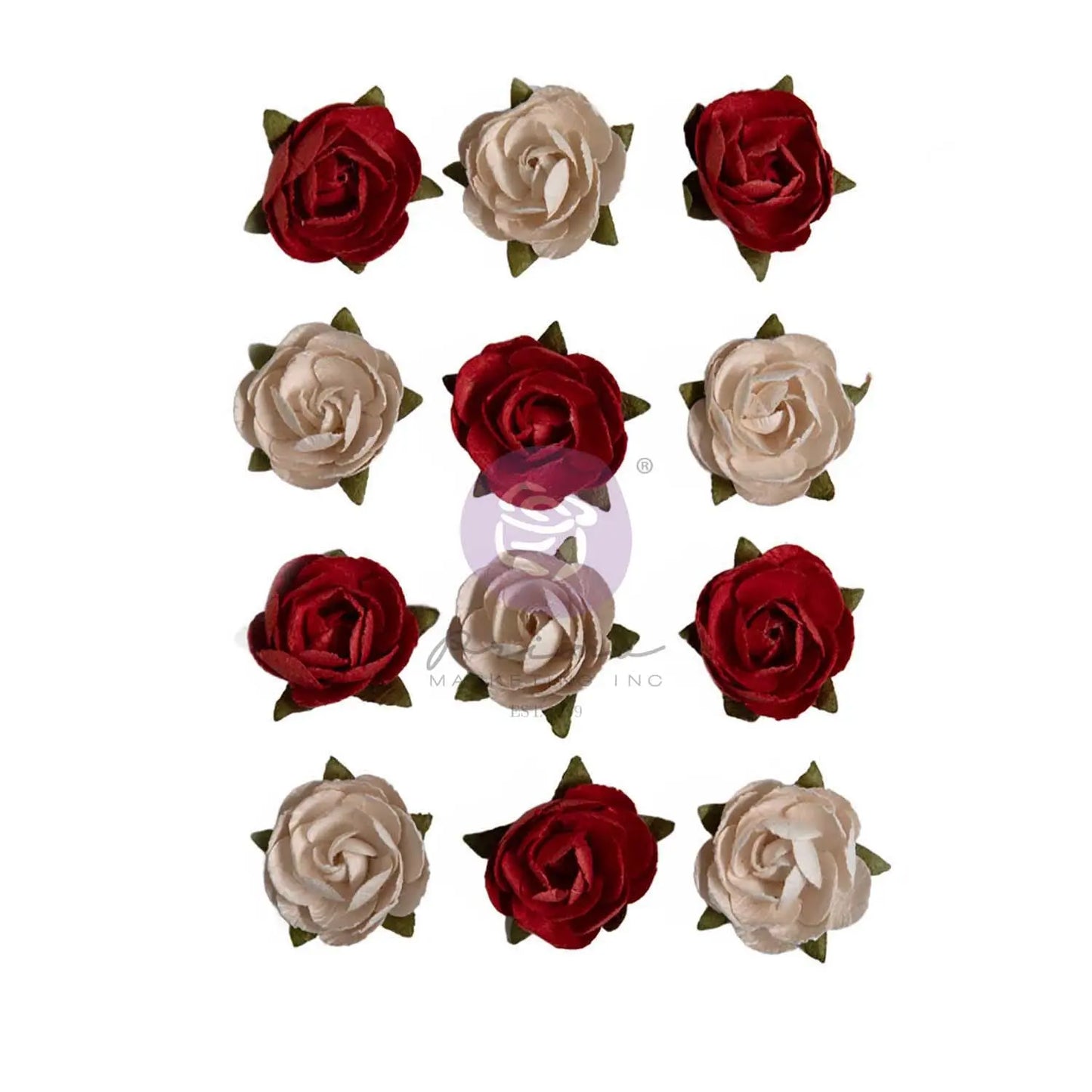Prima Marketing, Paper Flowers, Return To Wonderland Collection, Rose Garden, Pink, Red, 12 pcs, Scrapbooking, Mixed Media, Crafts, 675769 Prima Marketing