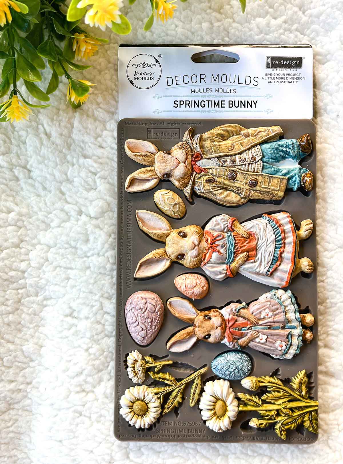 Redesign with Prima, Springtime Bunny, Bunnies, Easter, Mould, Food Safe, 5″x8″x8mm, Decorations, Silicone Mold, Craft Supplies