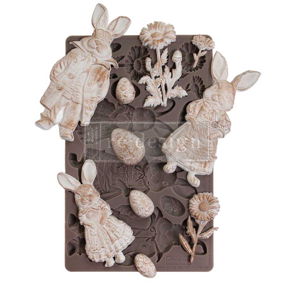 Redesign with Prima, Springtime Bunny, Bunnies, Easter, Mould, Food Safe, 5″x8″x8mm, Decorations, Silicone Mold, Craft Supplies