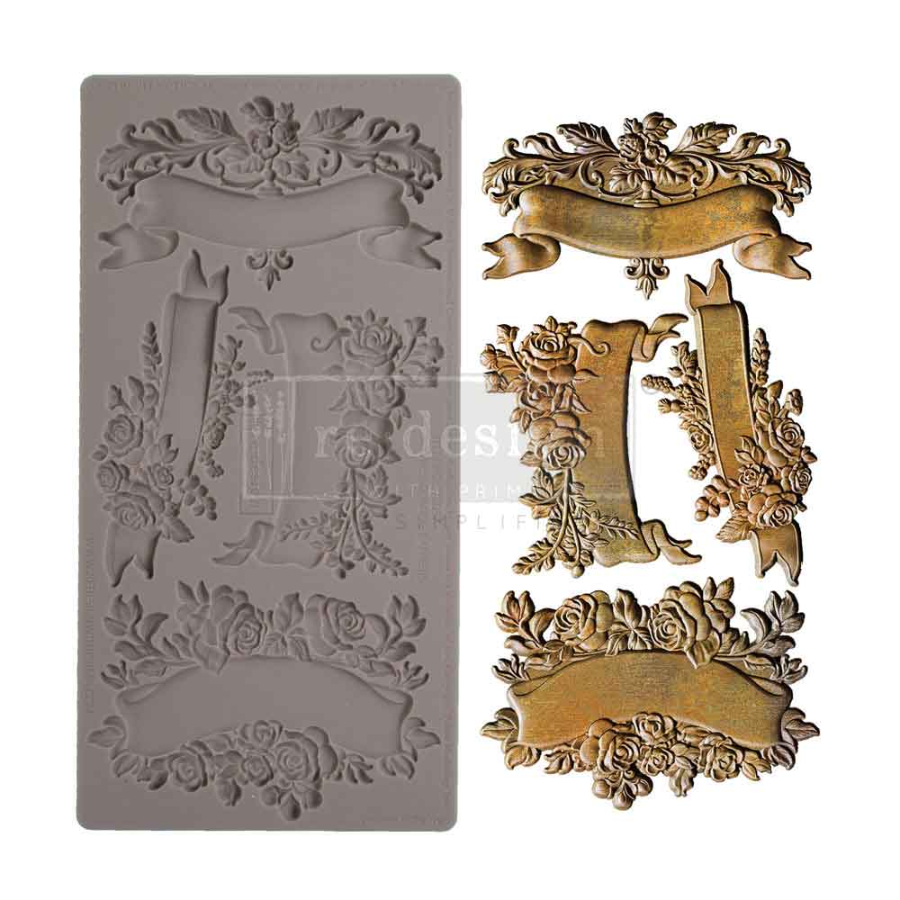 Redesign with Prima, Blooming Banners, Flowers, Roses, Decorations, Food Safe, Silicone Mold Decor Moulds, 1 pc, 5″x10″