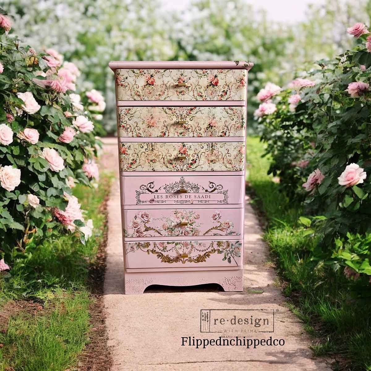 Re-Design with Prima, Double Delight, Decoupage Fiber Paper Set, Blushing Bloom, Flowers, Florals, 2 sheets, Shabby chic, Vintage Style