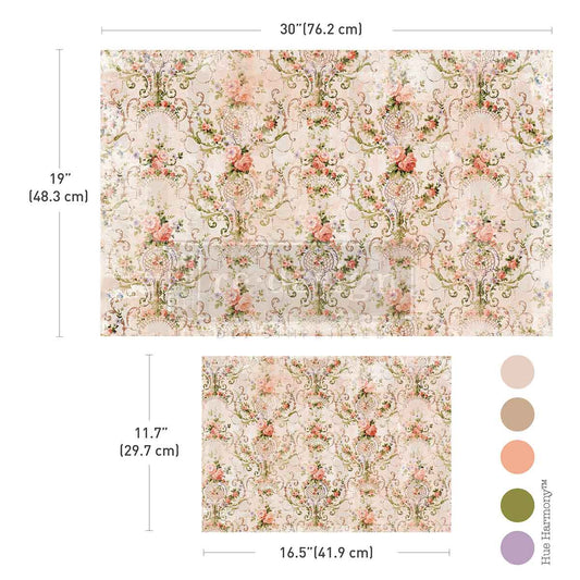 Re-Design with Prima, Double Delight, Decoupage Fiber Paper Set, Blushing Bloom, Flowers, Florals, 2 sheets, Shabby chic, Vintage Style
