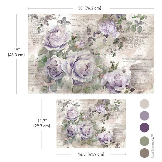 Re-Design with Prima, Double Delight, Decoupage Fiber Paper Set, Soft Veil, Purple, Lavender, Flowers, Florals, 2 sheets