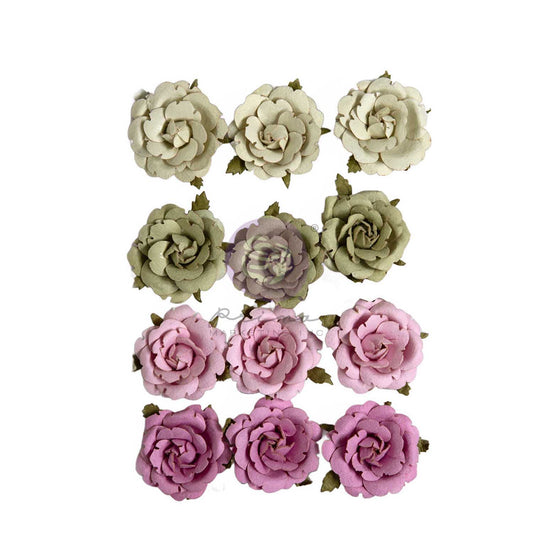 Prima Marketing, Paper Flowers, Serene Petals Collection, Budding Serenity, Pink, Roses, 12 pcs, Scrapbooking, Mixed Media, Crafts, 677091