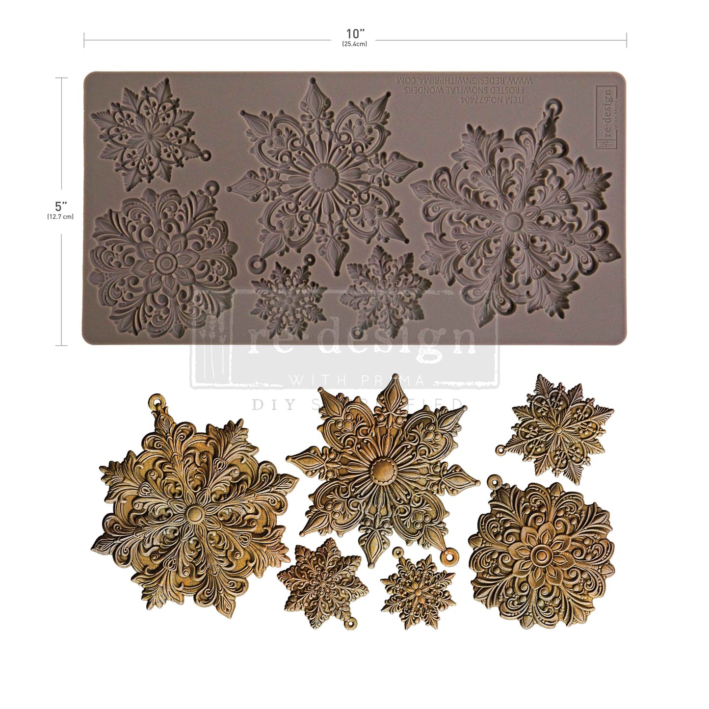 Re-Design with Prima, Silicone Mold, Decor Moulds, Frosted Snowflake Wonders, 2025 Release, 5″x10″x8mm, Food Safe