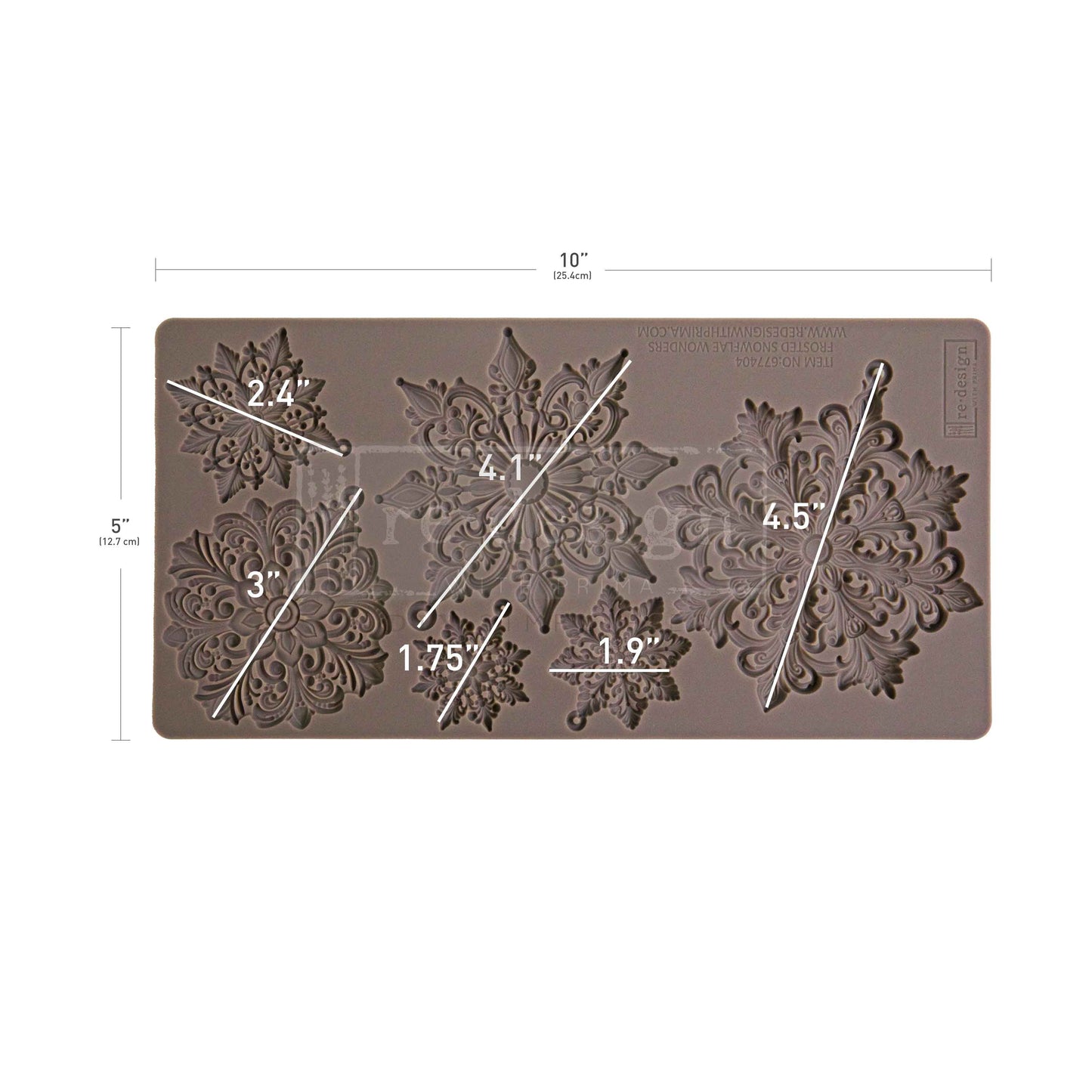 Re-Design with Prima, Silicone Mold, Decor Moulds, Frosted Snowflake Wonders, 2025 Release, 5″x10″x8mm, Food Safe