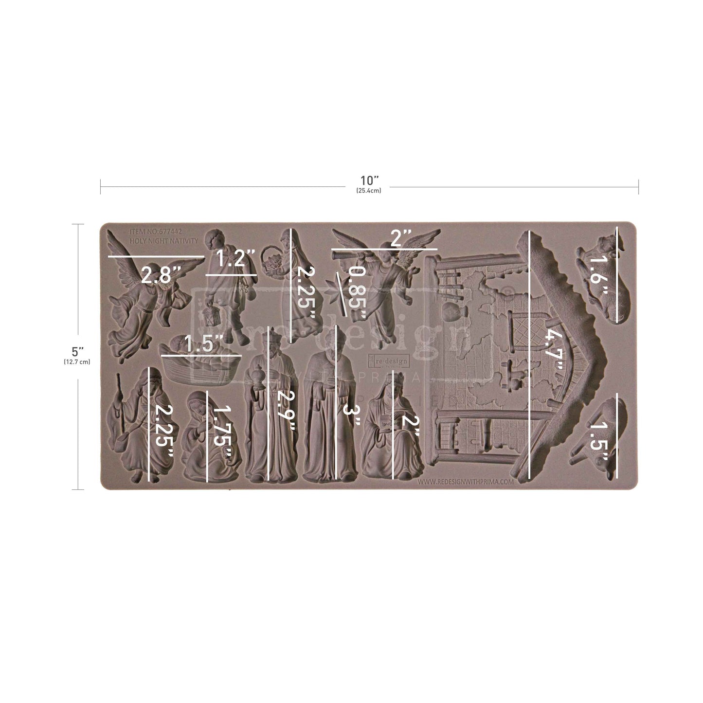 Redesign with Prima, Silicone Mold, Decor Moulds®, Holy Night Nativity, Holy Family, Wise Men, Nativity, Angels, 1 pc, 5″x10″x8mm, Food Safe