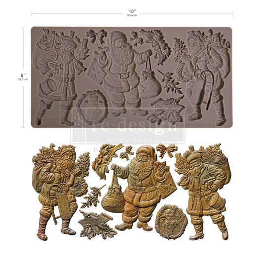 Re-Design with Prima, Silicone Mold, Decor Moulds®, Christmas, Santa’s Holiday Cheer, Santa Claus, 1 pc, 5″x10″x 8mm, Food Safe