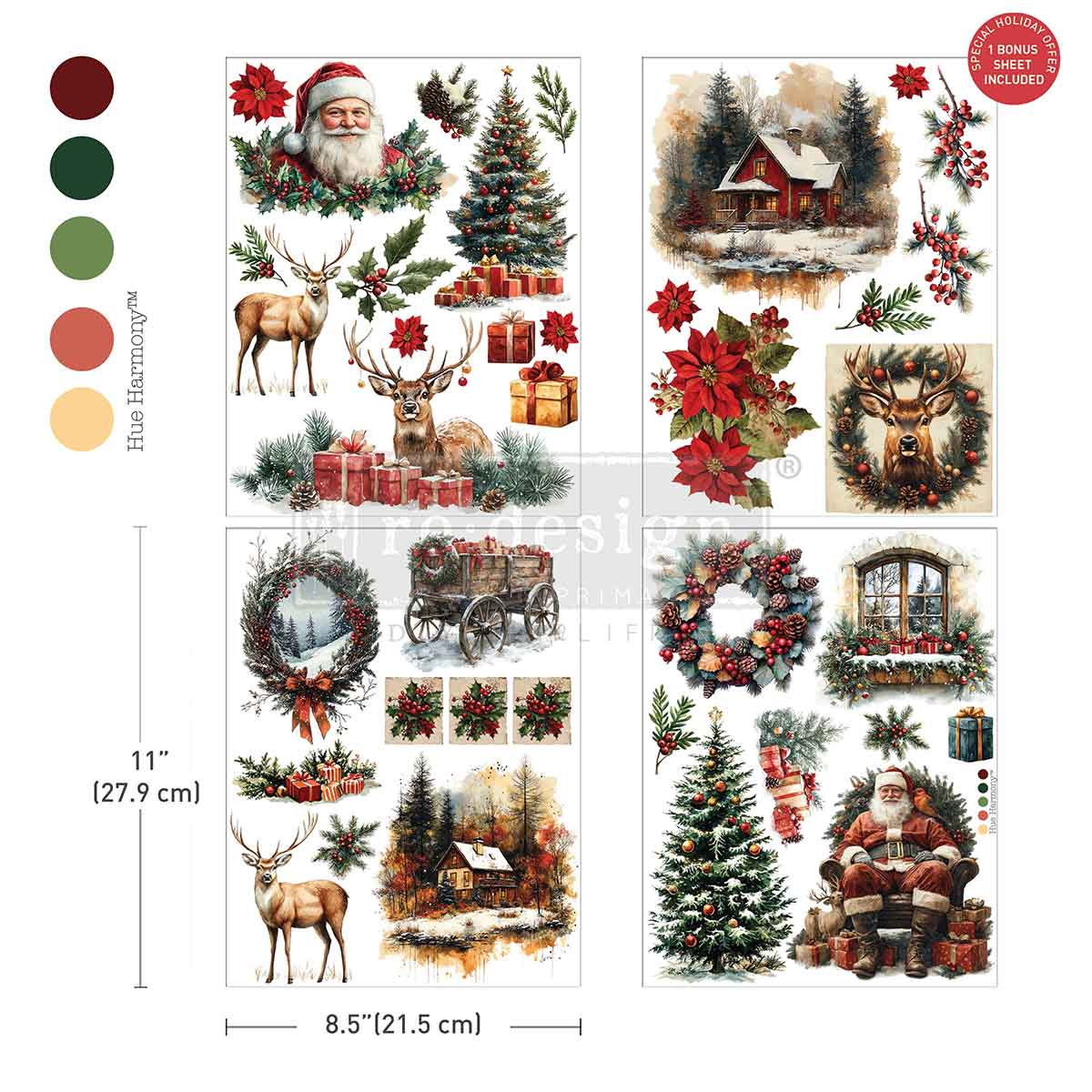Re-Design with Prima, Middy Transfers, Sacred Night, Christmas, Yuletide Nostalgia, 3 sheet, 8.5″x11″