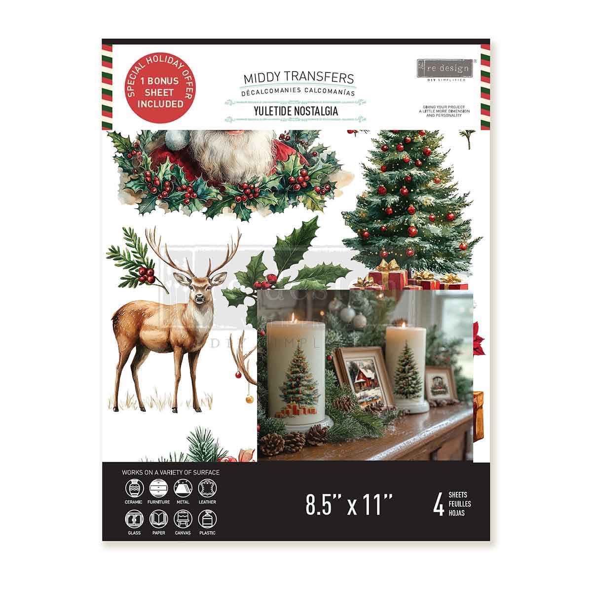 Re-Design with Prima, Middy Transfers, Sacred Night, Christmas, Yuletide Nostalgia, 3 sheet, 8.5″x11″