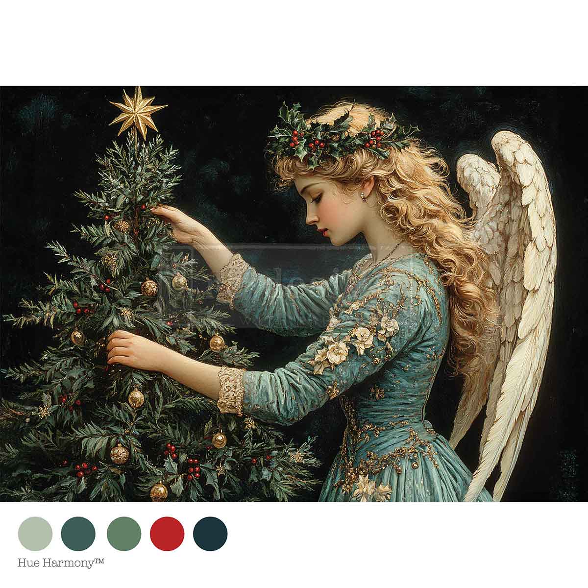 Re-Design with Prima, Decoupage Fiber Paper, Merry and Majestic, Christmas, Angel, Tree, Holiday, A4, 8.27″x11.69″, 2025 Q4 Re-Design with Prima