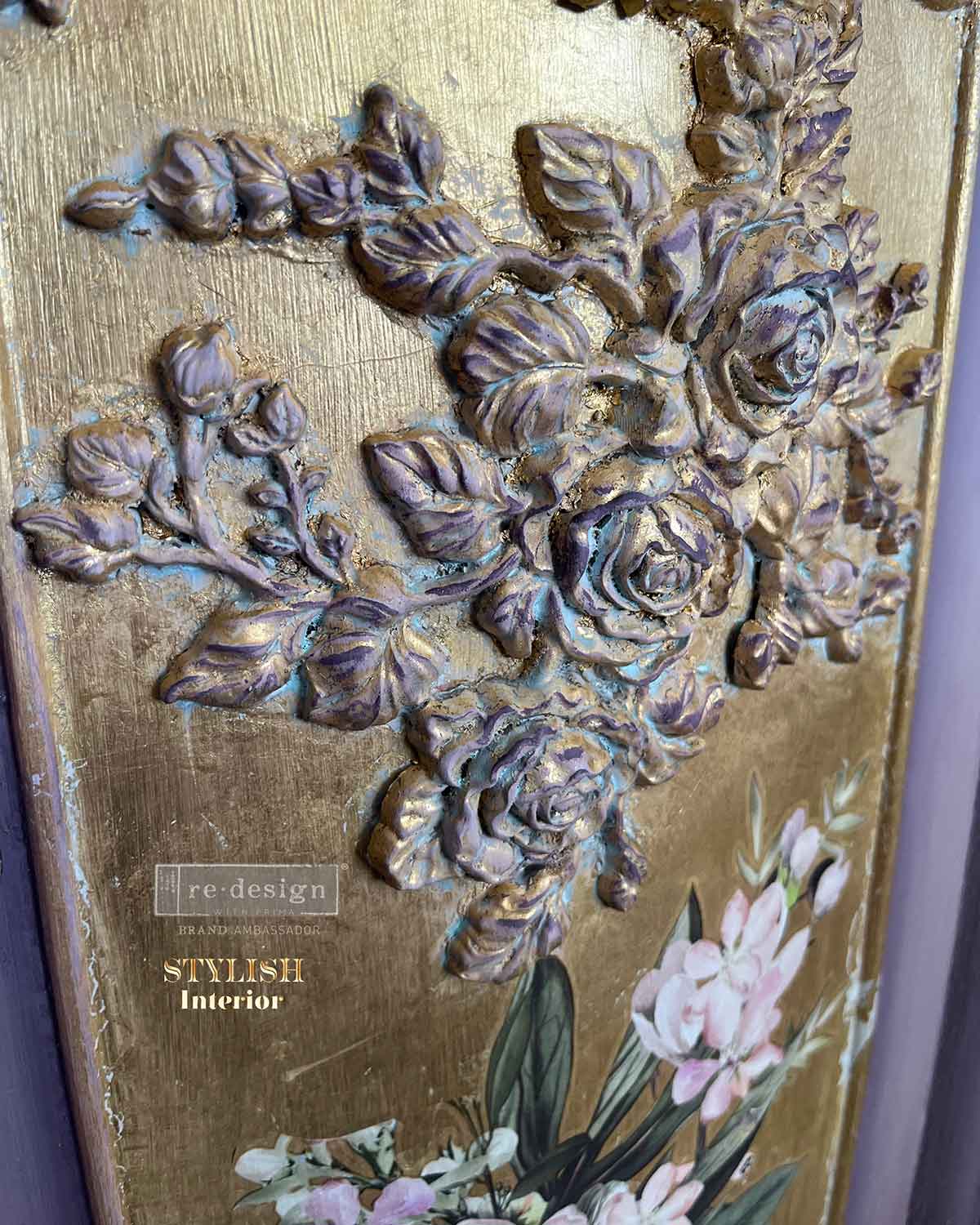 Re-Design with Prima, Decor Poly, Appliqués, Velvet Cascade, Right, Roses, Flexible, Lightweight, Bendable, Creative Projects, 9.5″x7″x0.5″ Re-Design with Prima