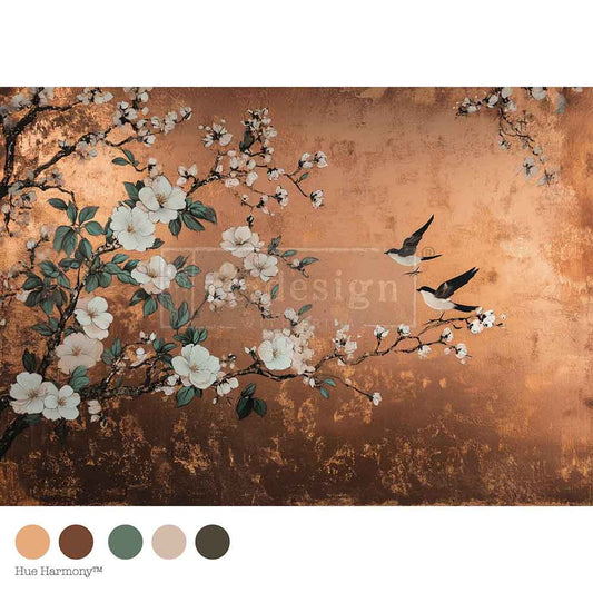 Re-Design with Prima, Decoupage Fiber Paper, Feathers In The Glow, Golden Copper, Metallic, 23.4″x33.1″  Shabby chic, Vintage Style, 2025 Q3