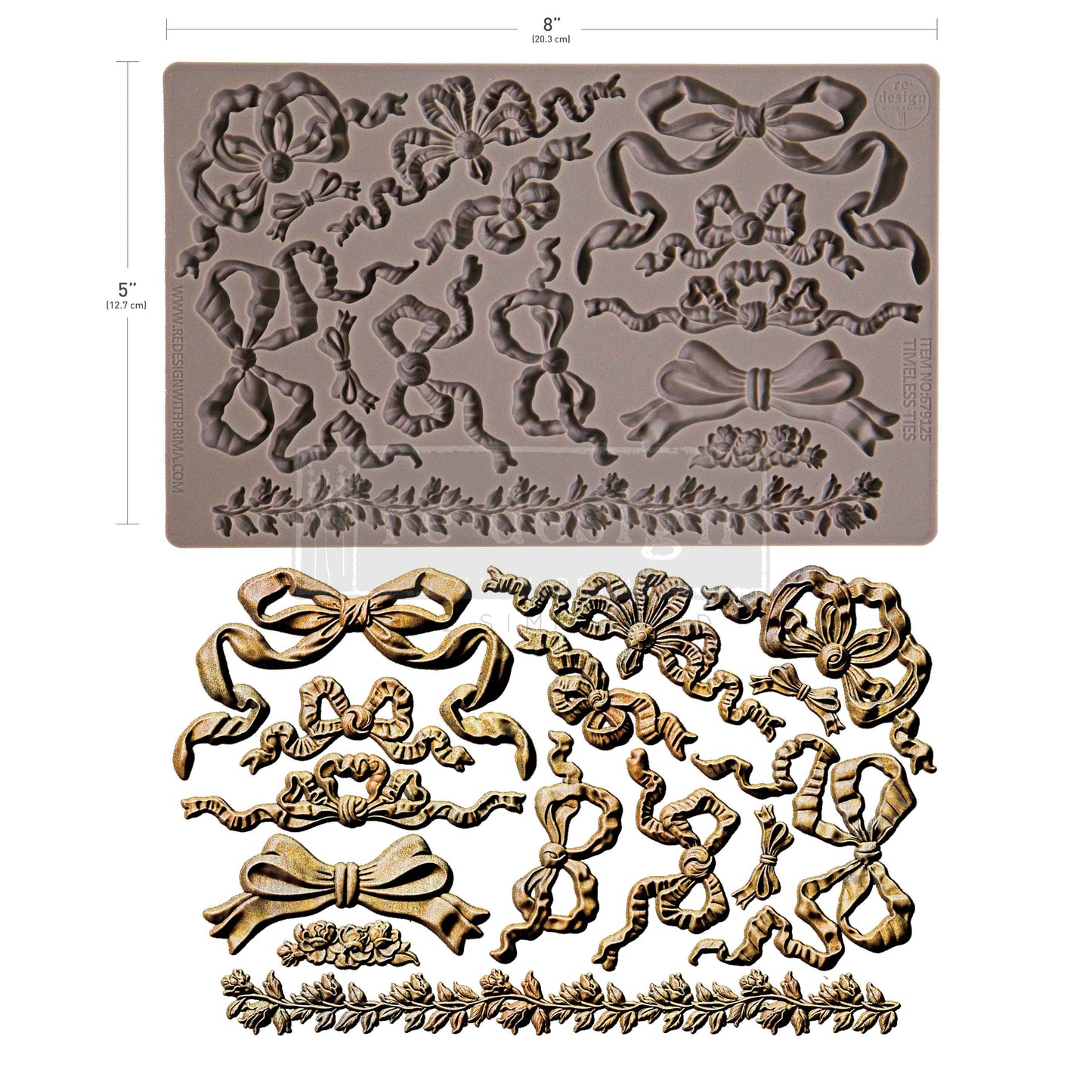 Redesign with Prima, Silicone Mold, Decor Moulds, Christmas, Timeless Ties, 1 pc, 5″x 8″x 8mm, Food Safe