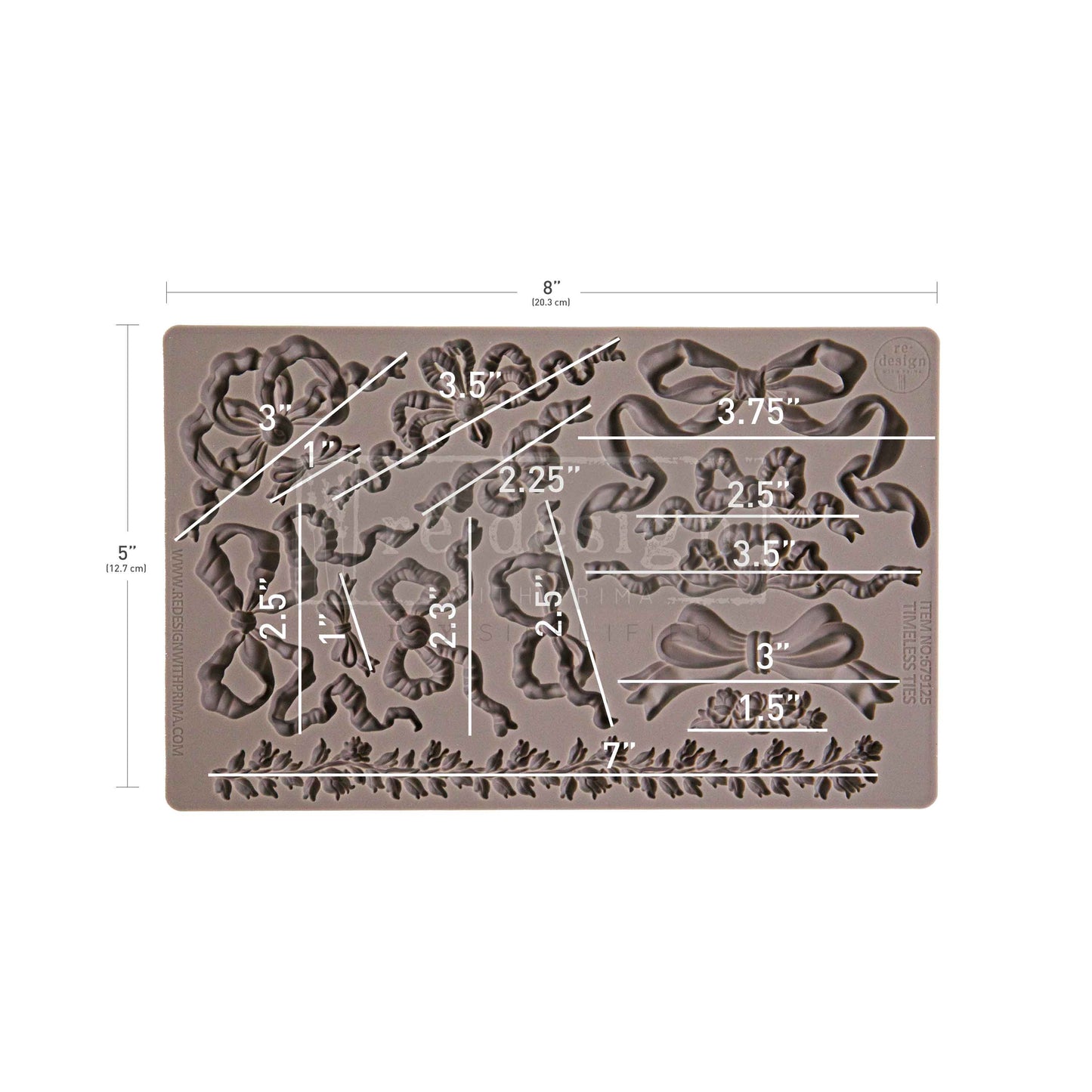 Redesign with Prima, Silicone Mold, Decor Moulds, Christmas, Timeless Ties, 1 pc, 5″x 8″x 8mm, Food Safe