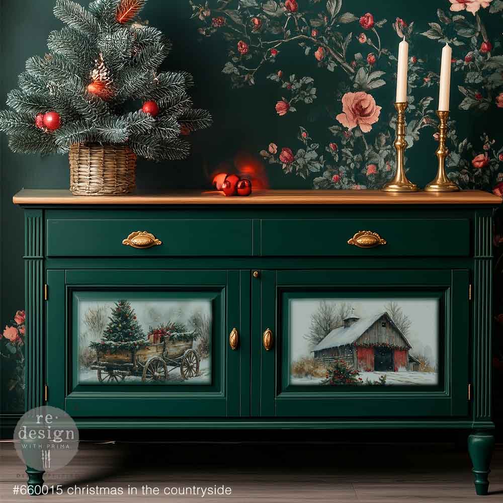 Re-Design with Prima, A3 Decoupage Fiber Pack, Christmas In The Countryside, Country, Rustic, Winter, Barn, 3 sheets, 11.7″x16.5″, 2025 Q3