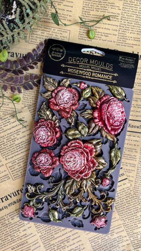 Re-design with Prima Silicone Decor Mould, Rosewood Romance, Roses and Leaves, Embellishments, Food Safe Craft Supplies